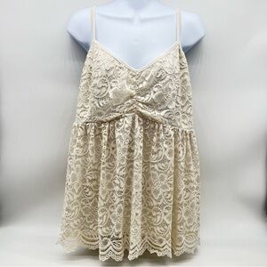 Torrid Off-White Lace Trim Camisole Top Ruched Front w/Adjustable Straps Size 2X
